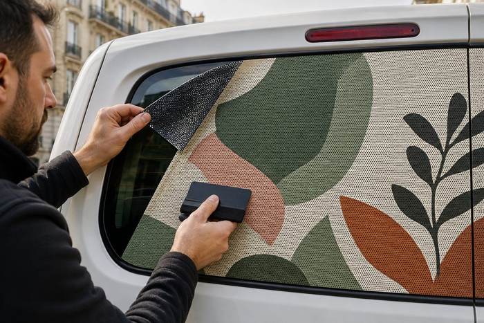 Sticker vitre arrière (one way vision), impression KOOPRINTA