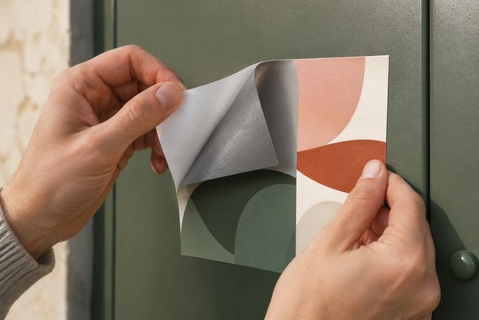 Adhésif vinyle polymère colle grise, impression KOOPRINTA