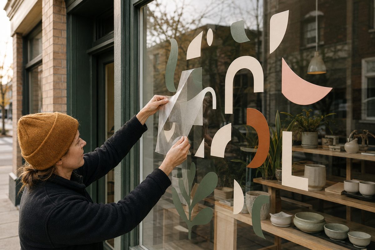 Lettrage adhésif vitrine personnalisé imprimé par KOOPRINTA