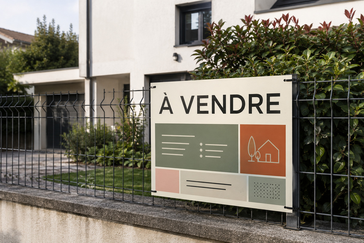 Panneau Akylux 3,5 mm imprimé fixé par 4 œillets sur une grille, avec détail des cannelures alvéolaires