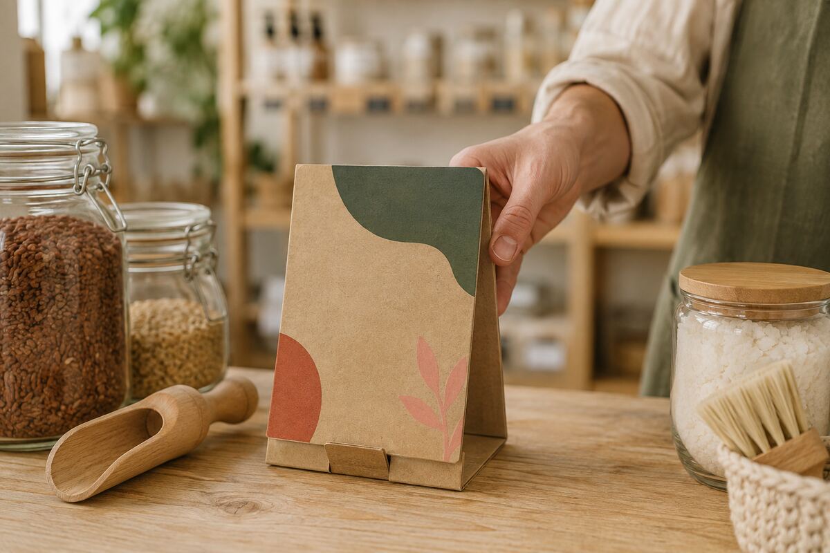 Chevalet de comptoir éco imprimé en quadrichromie par KOOPRINTA