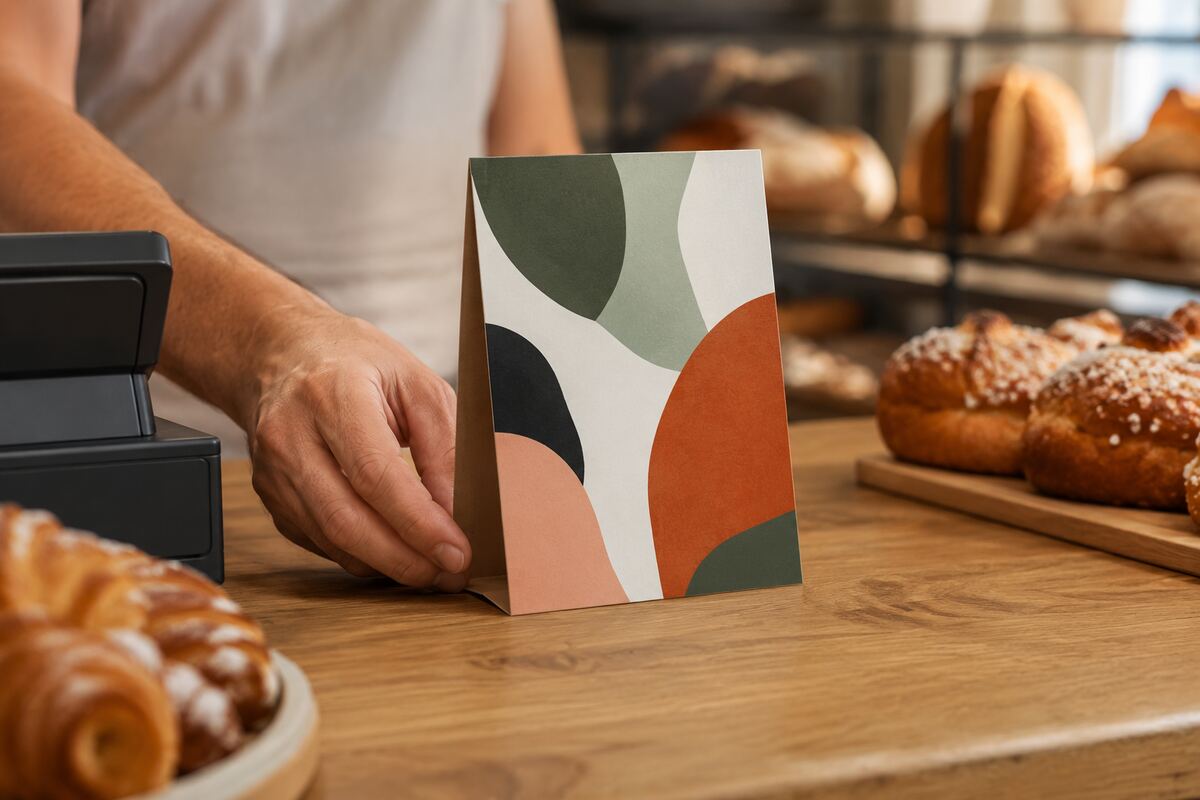 Chevalet de comptoir standard imprimé en quadrichromie par KOOPRINTA