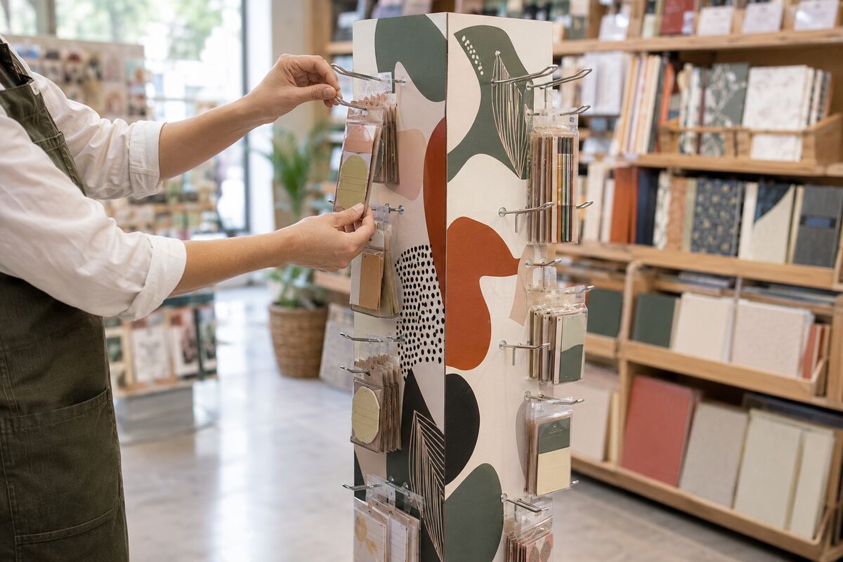 Présentoir colonne à broches imprimé en quadrichromie par KOOPRINTA